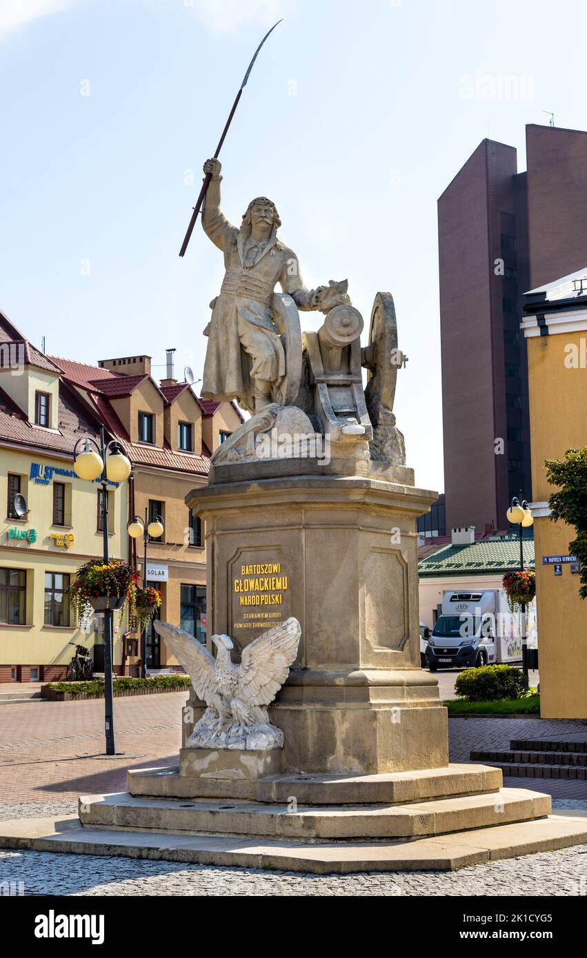 Tarnobrzeg, Poland - August 19, 2022: Bartosz Glowacki monument by Wladyslaw Korpala at historic quarter market square in old town quarter Stock Photo