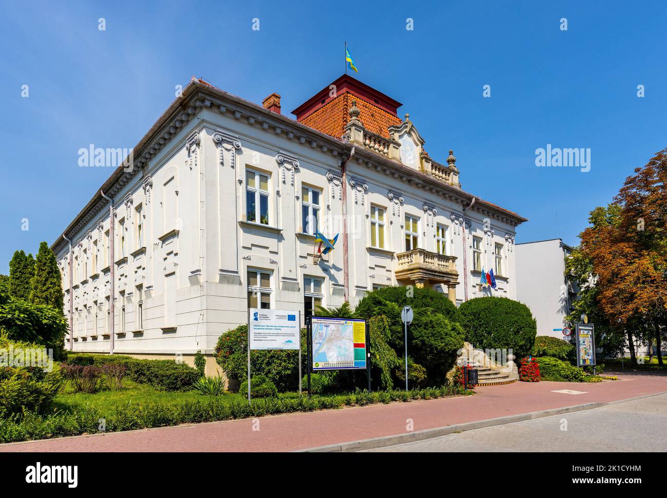 Tarnobrzeg, Poland - August 19, 2022: Historic Ratusz Town Hall building at Kosciuszki street in old town historic quarter of Tarnobrzeg Stock Photo