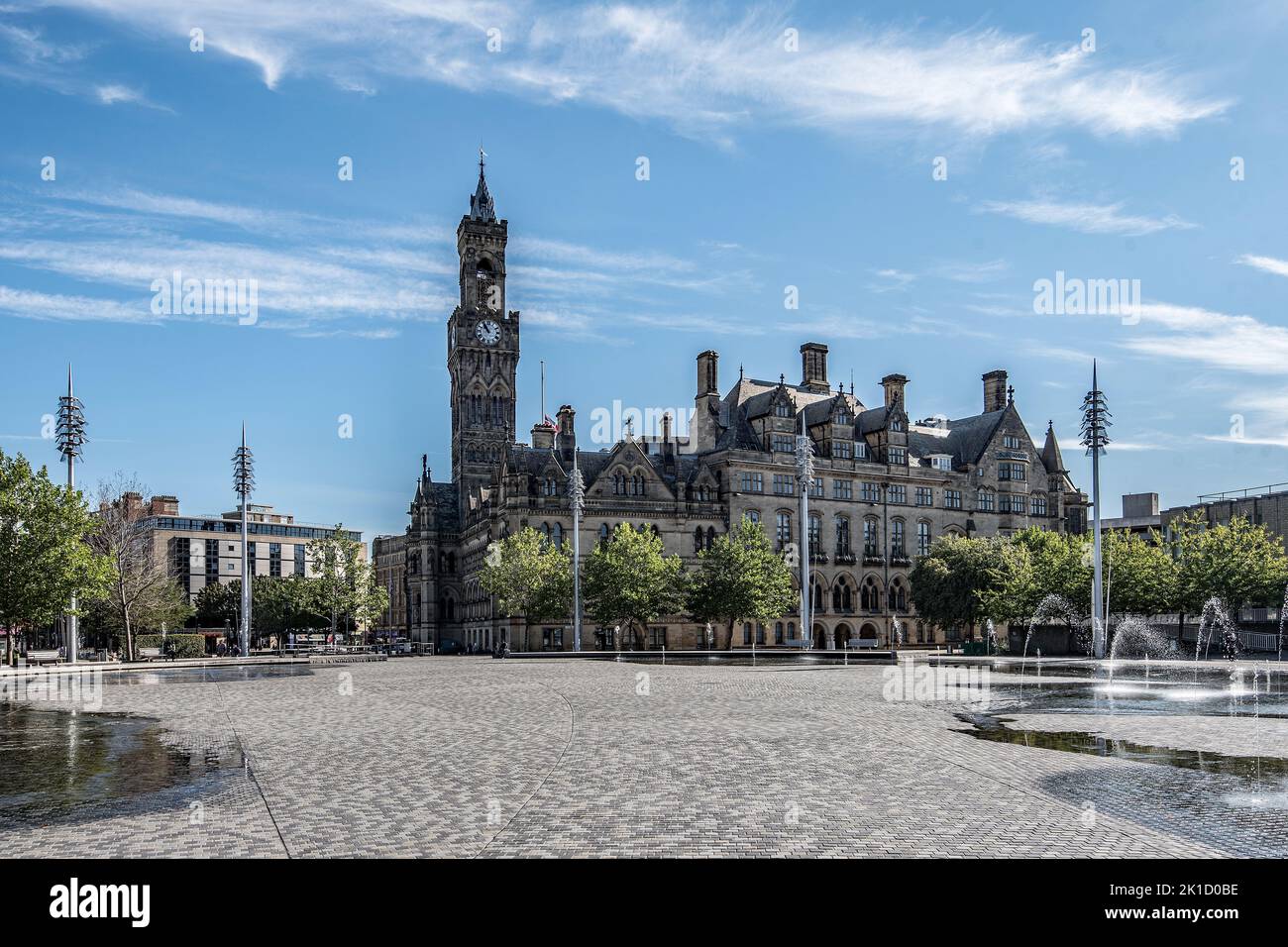 City Park & Mirror Pool in Bradford,the largest urban water feature in the UK Stock Photo