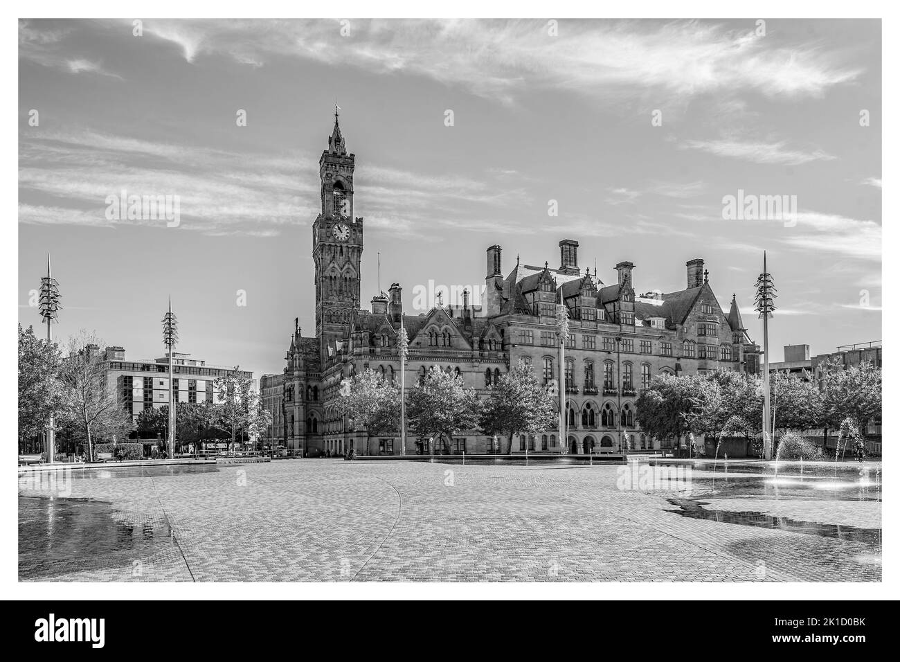 City Park & Mirror Pool in Bradford,the largest urban water feature in the UK Stock Photo