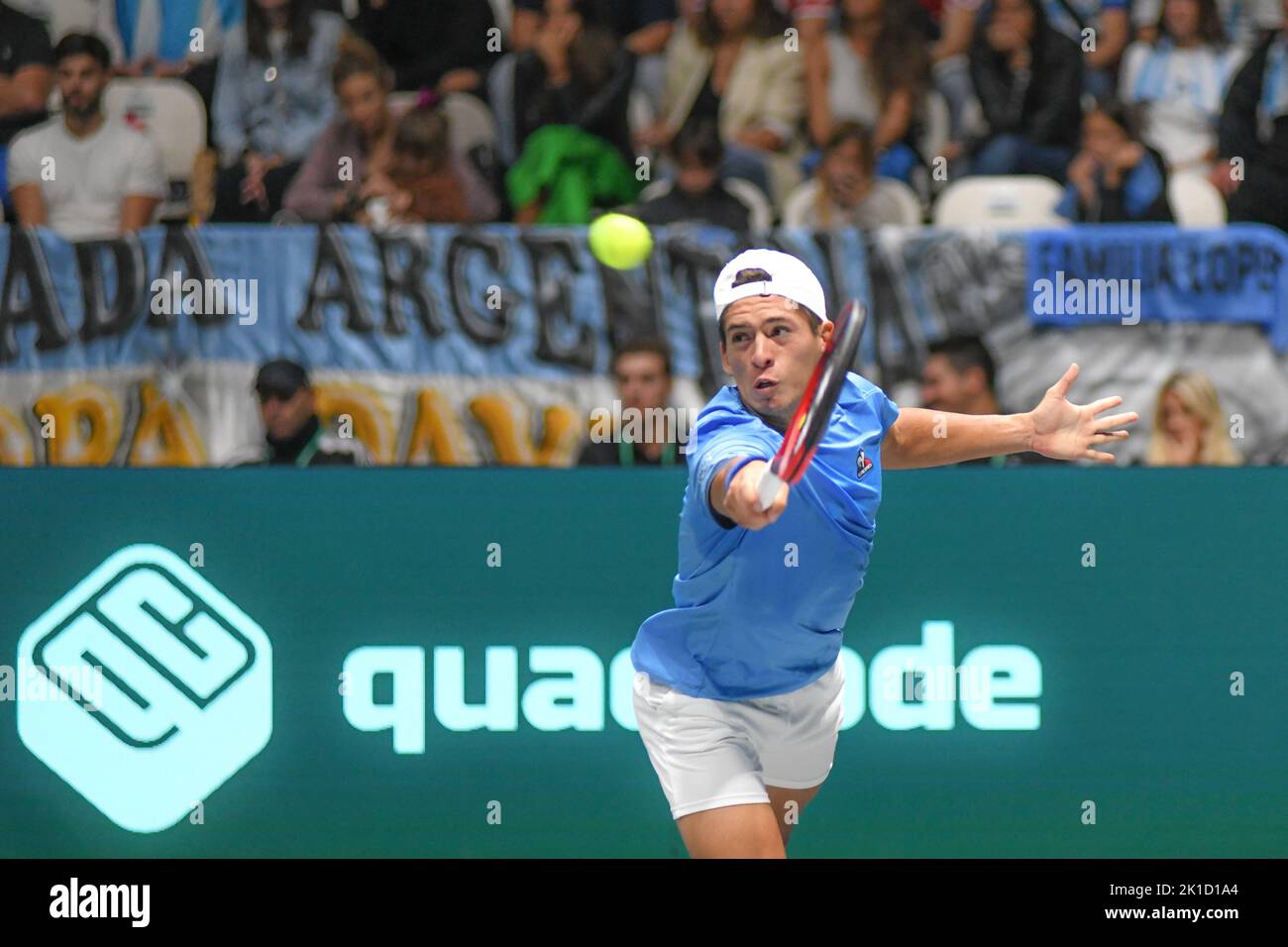 Sebastián Báez (Argentina) against Croatia. Davis Cup Finals, Group A (Bologna) Stock Photo