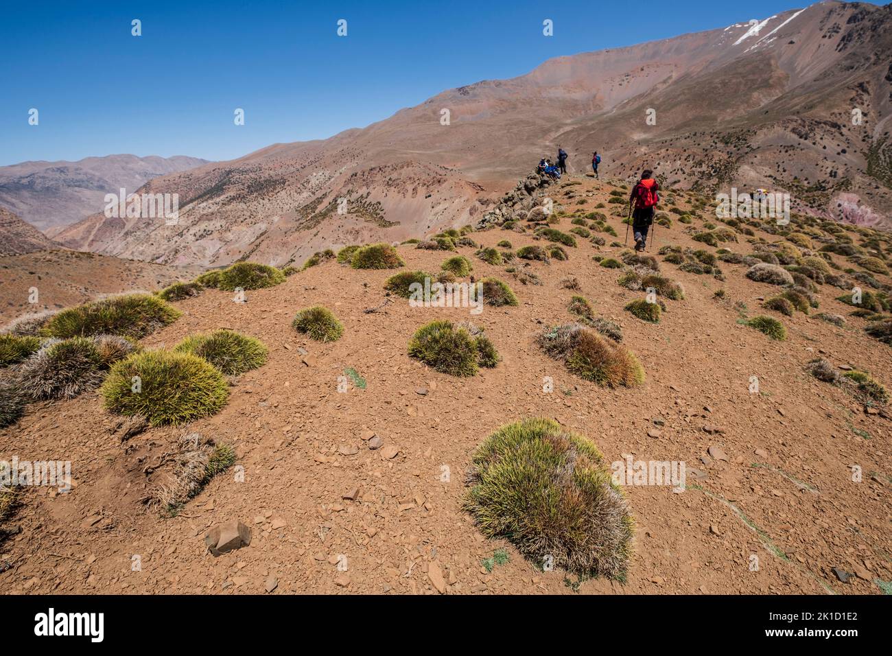 trail to Azib Ikkis via Timaratine, MGoun trek, Atlas mountain range, morocco, africa. Stock Photo