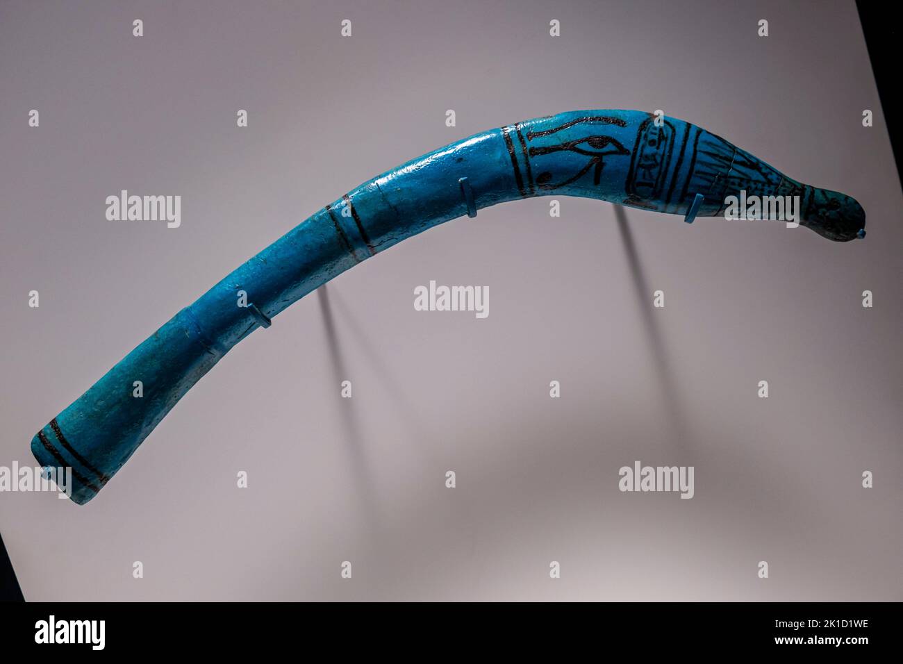 throwing staff of Pharaoh Akhenaten, blue faience, dynasty, XVIII, 1352-1336 a. C., royal tomb, Tell el-Amarna, Egypt, collection of the British Museum. Stock Photo