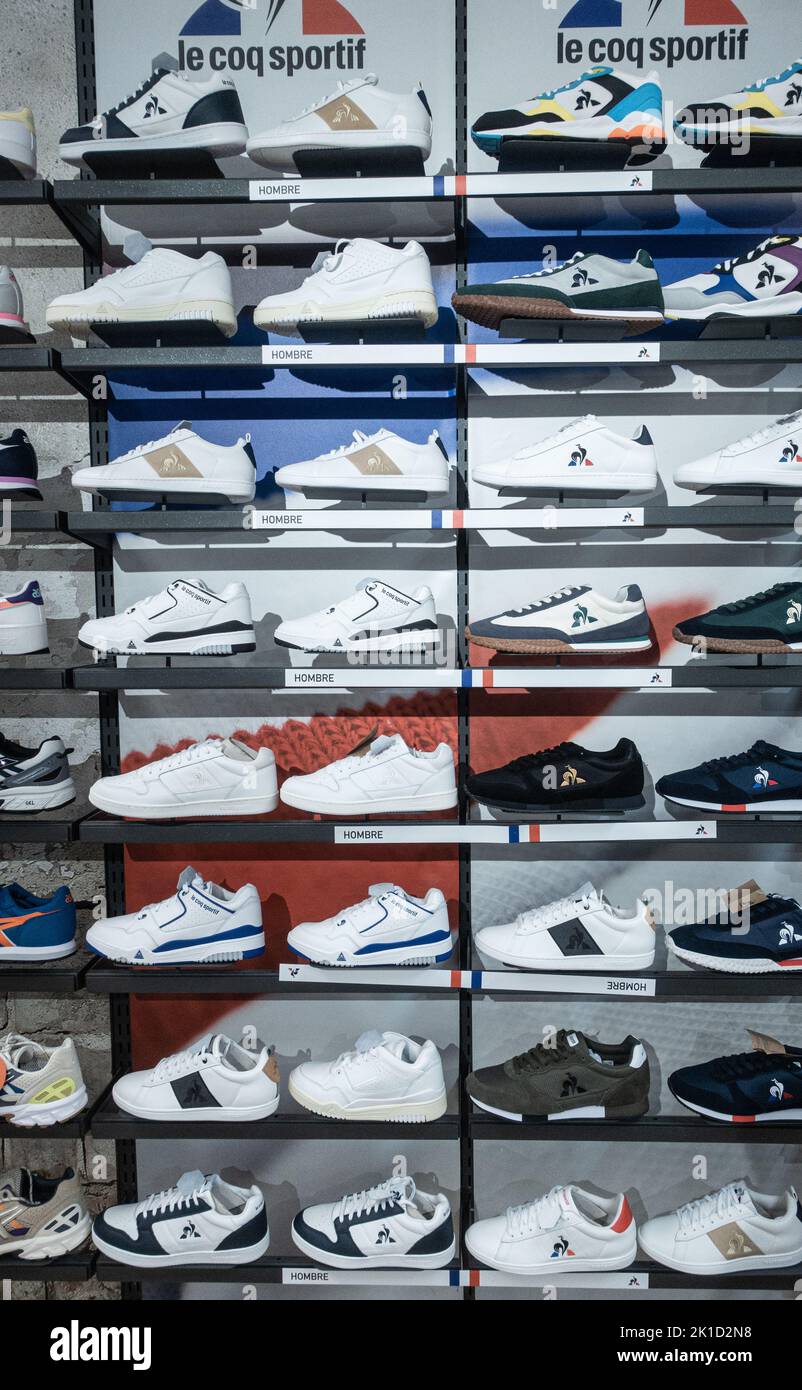 le coq sportif casual footwear store display. Stock Photo