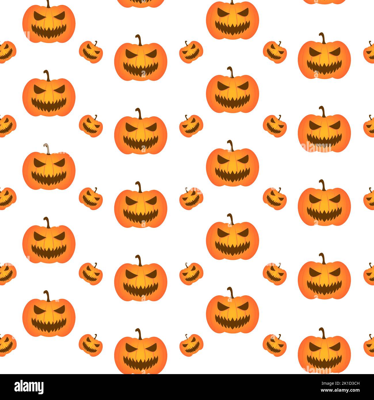 Horror Halloween Pumpkin Pattern Design Orange Vector Background Stock Vector