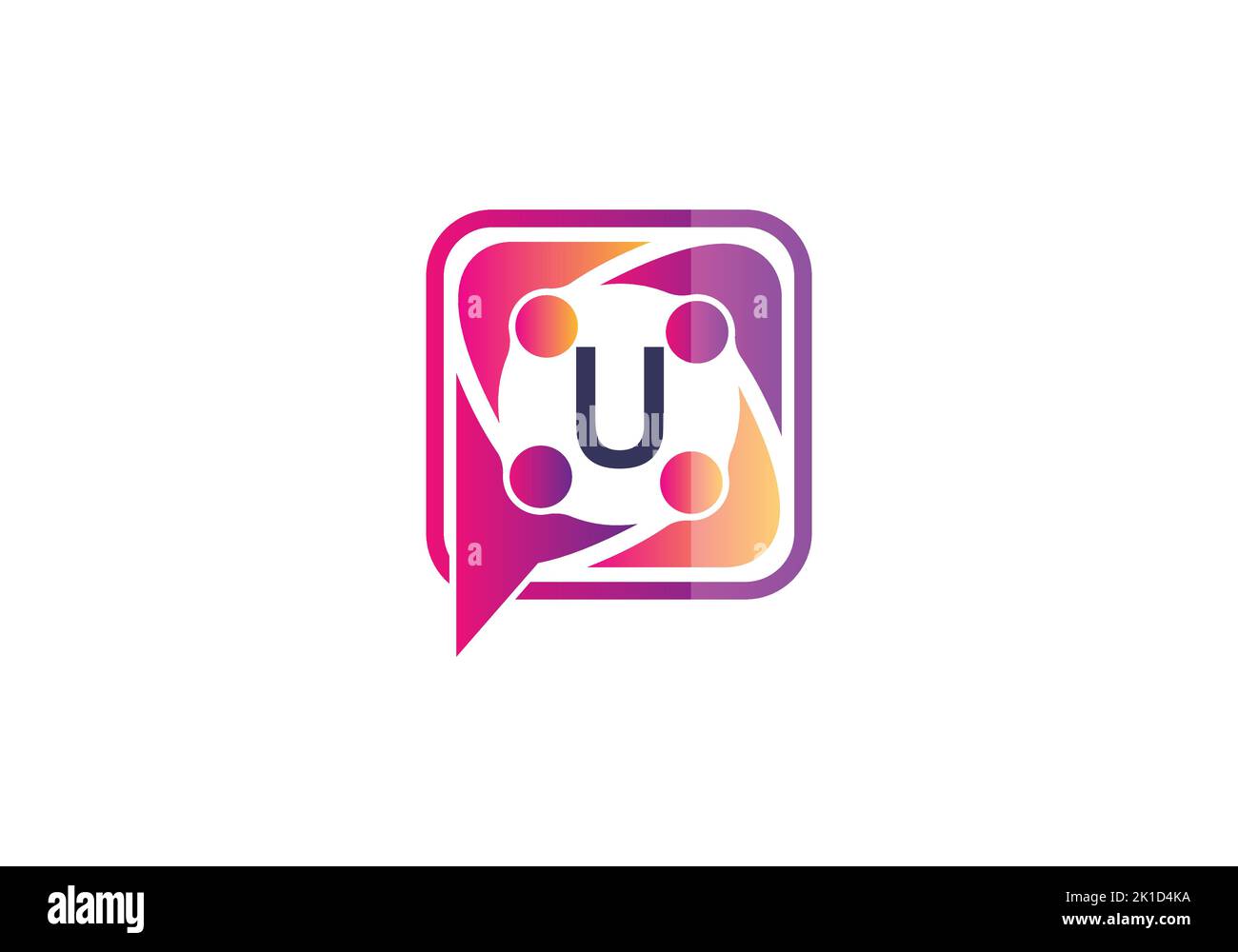 letter U monogram alphabet with Group chat logo design concept. Stock Vector