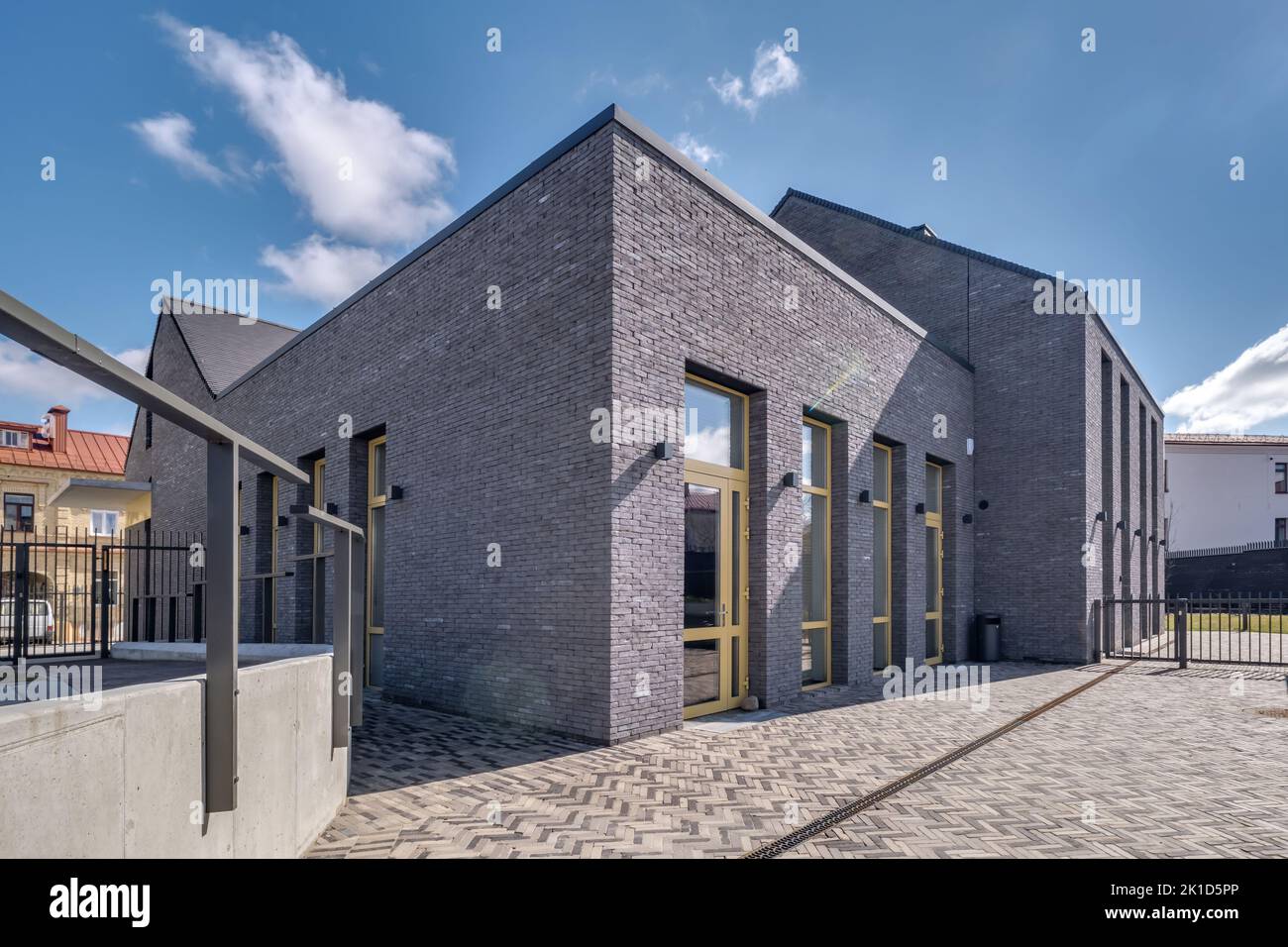 modern gray walls office building with scandinavian style columns Stock ...