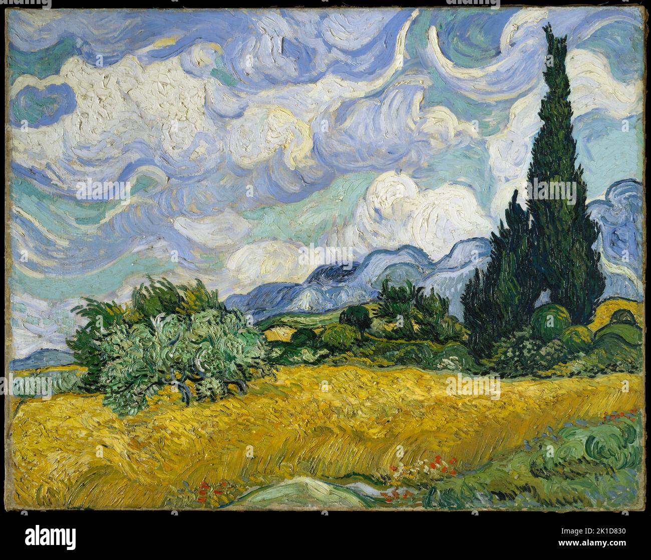 Wheat Field with Cypresses. Vincent van Gogh. 1889 Stock Photo