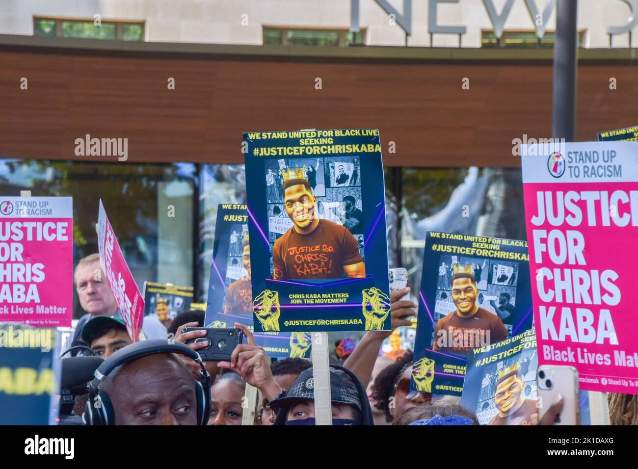 London, UK. 17th Sep, 2022. Protesters gathered outside New Scotland Yard demanding justice for Chris Kaba, who was shot and killed by police despite being unarmed. Stock Photo