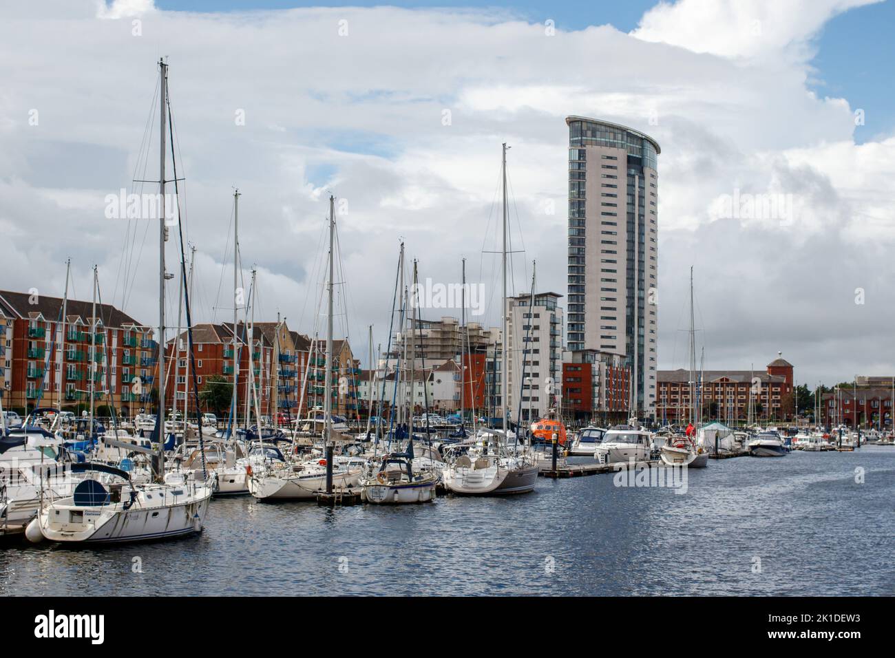 Boats and yachts in Swansea Basin. Stock Photo