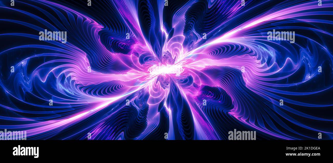 Colorful glowing high energy multidimensional object in space, computer ...