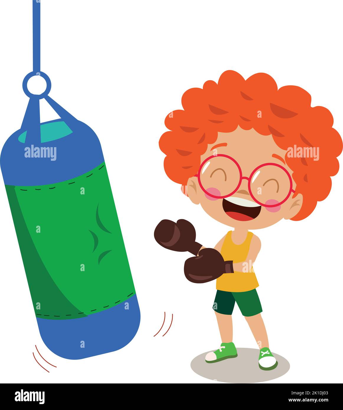 cute boy boxing punching bag Stock Vector Image & Art Alamy