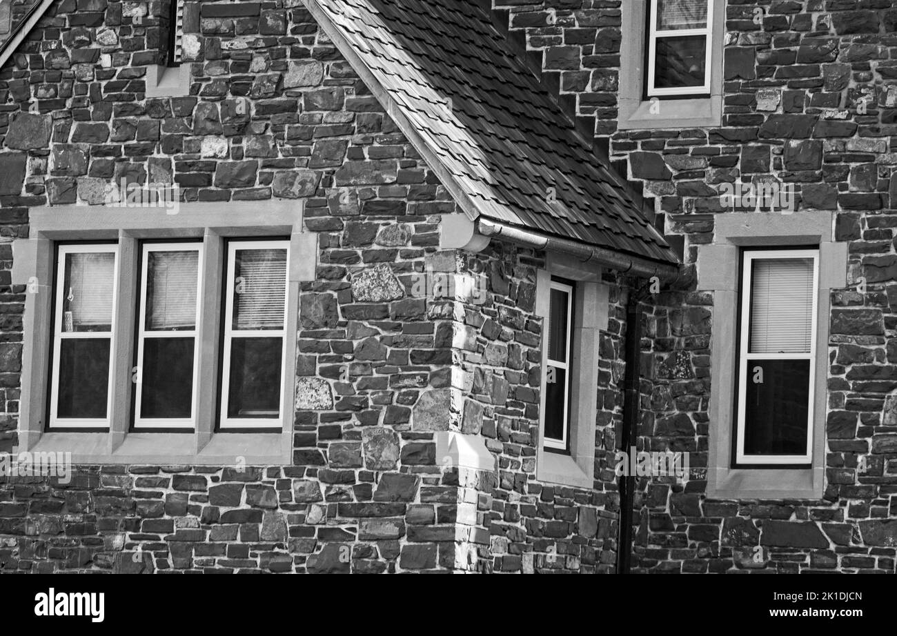 Black-and-white, Building, Cascades of Time Garden Banff Alberta Stock Photo