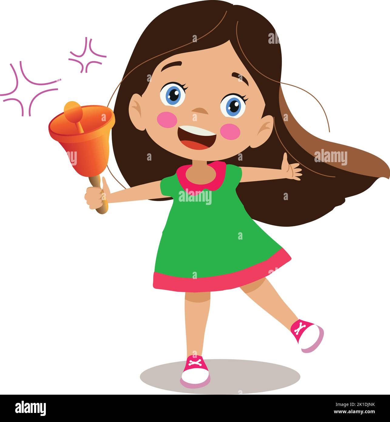 cute happy girl ringing school lesson bell Stock Vector Image & Art Alamy