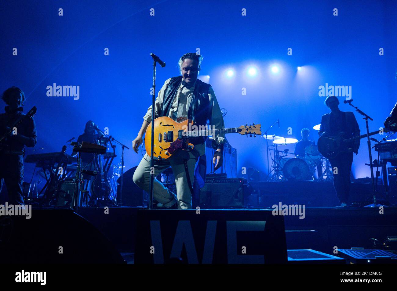 Milan, Italy. 17th Sep, 2022. Milan, Italy - September 17, 2022: Musician and lead singer Win Butler of Arcade Fire performs on stage during the ‘The We Tour' at Mediolanum Forum in Assago, Italy (Photo by Piero Cruciatti/Sipa USA) Credit: Sipa USA/Alamy Live News Stock Photo