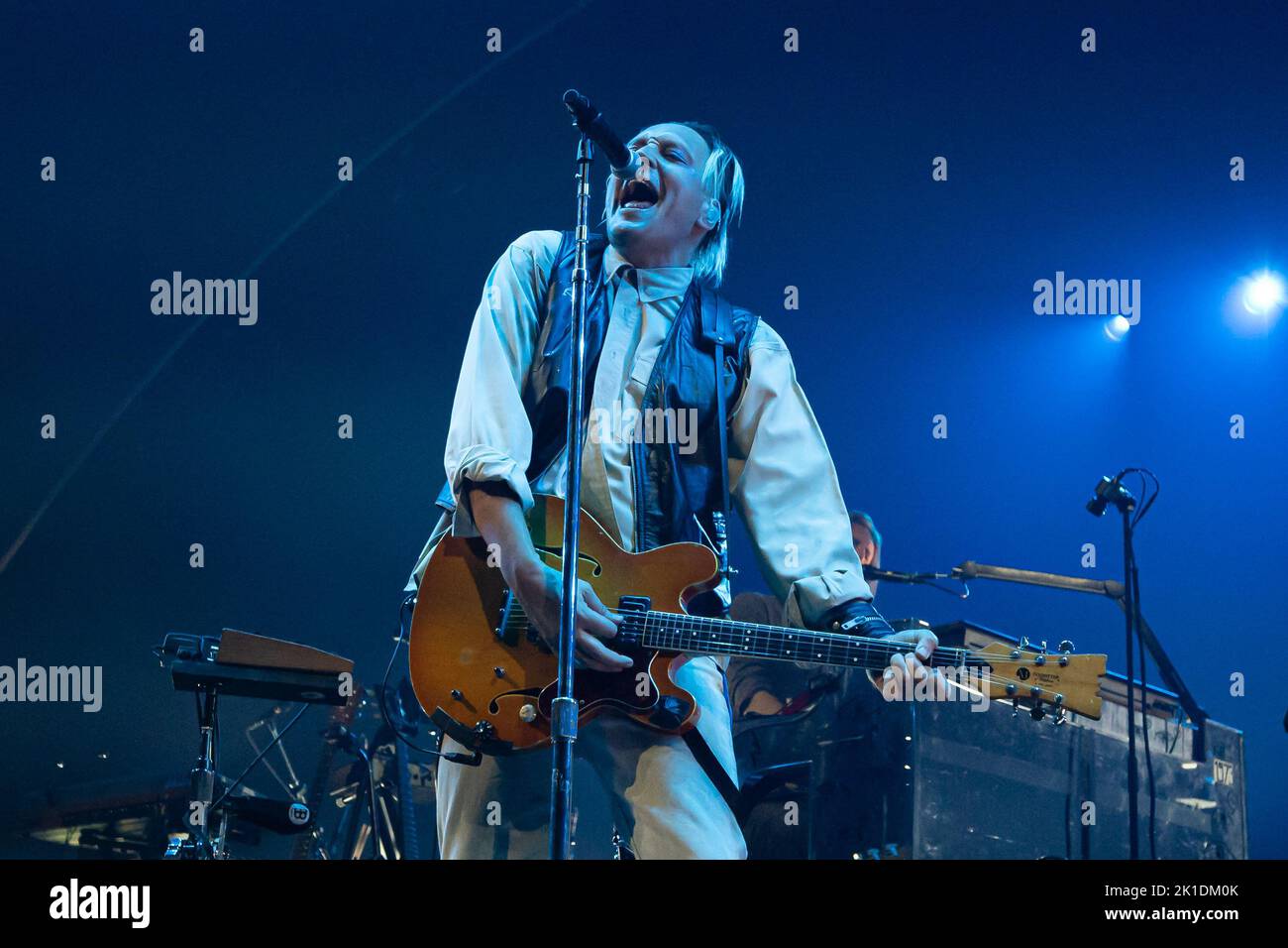 Milan, Italy. 17th Sep, 2022. Milan, Italy - September 17, 2022: Musician and lead singer Win Butler of Arcade Fire performs on stage during the ‘The We Tour' at Mediolanum Forum in Assago, Italy (Photo by Piero Cruciatti/Sipa USA) Credit: Sipa USA/Alamy Live News Stock Photo