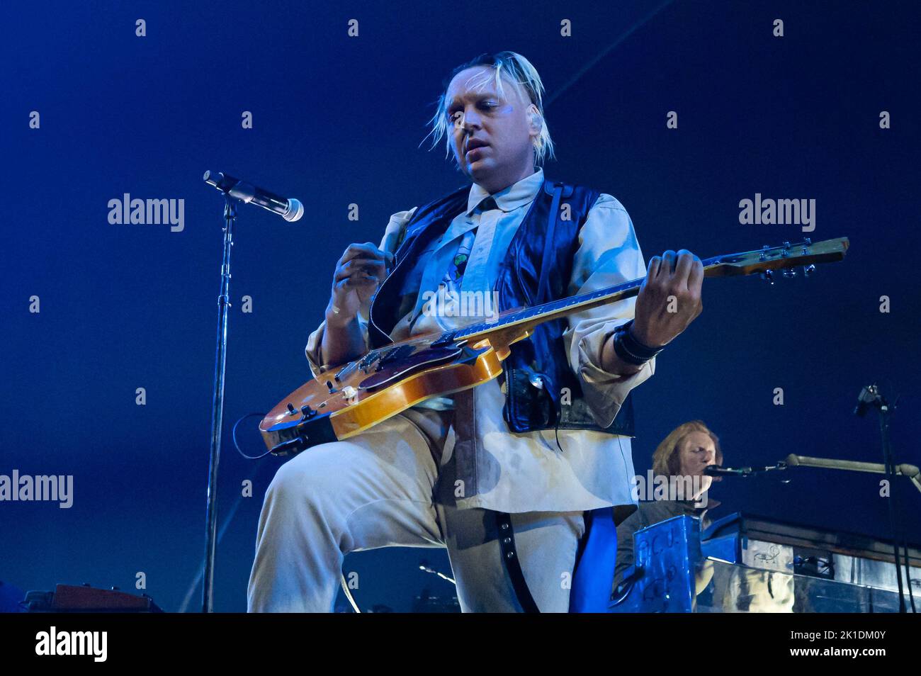 Milan, Italy. 17th Sep, 2022. Milan, Italy - September 17, 2022: Musician and lead singer Win Butler of Arcade Fire performs on stage during the ‘The We Tour' at Mediolanum Forum in Assago, Italy (Photo by Piero Cruciatti/Sipa USA) Credit: Sipa USA/Alamy Live News Stock Photo