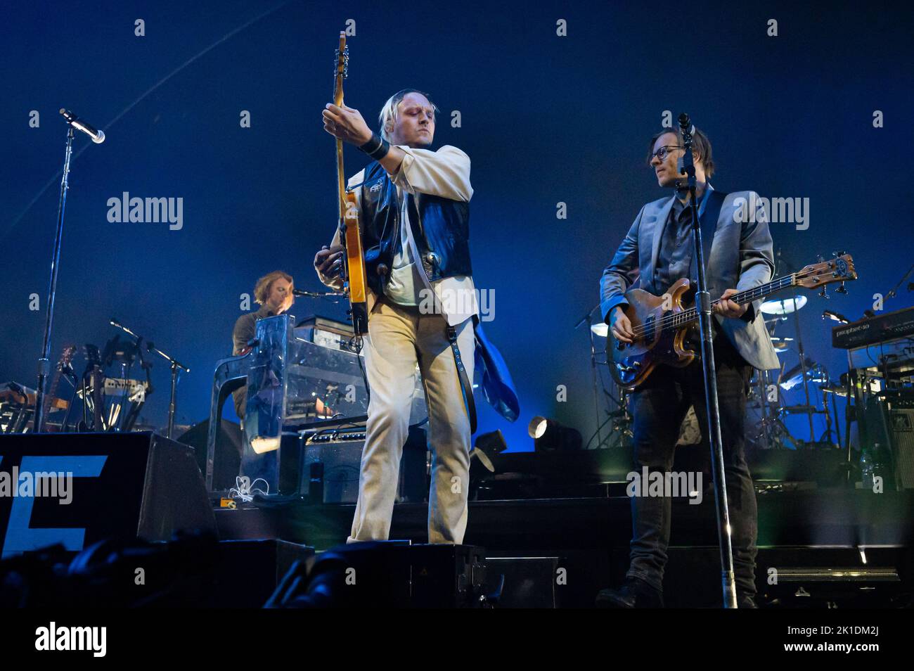 Milan, Italy. 17th Sep, 2022. Milan, Italy - September 17, 2022: Musician and lead singer Win Butler of Arcade Fire performs on stage during the ‘The We Tour' at Mediolanum Forum in Assago, Italy (Photo by Piero Cruciatti/Sipa USA) Credit: Sipa USA/Alamy Live News Stock Photo