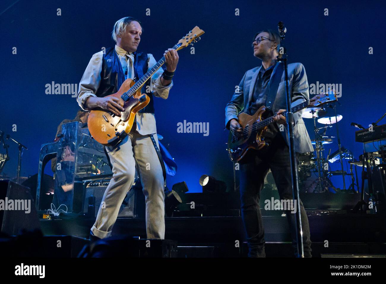 Milan, Italy. 17th Sep, 2022. Milan, Italy - September 17, 2022: Musician and lead singer Win Butler of Arcade Fire performs on stage during the ‘The We Tour' at Mediolanum Forum in Assago, Italy (Photo by Piero Cruciatti/Sipa USA) Credit: Sipa USA/Alamy Live News Stock Photo