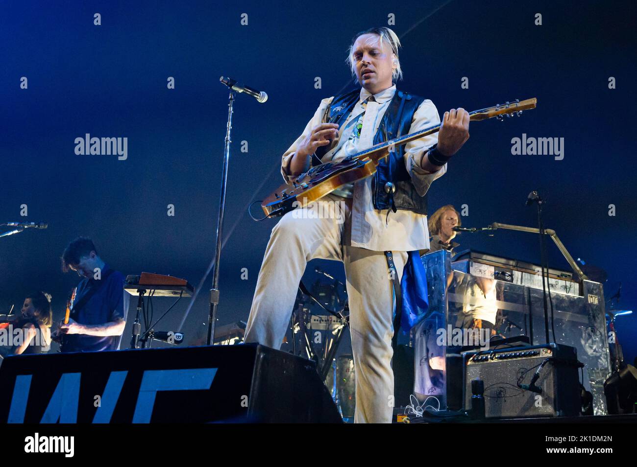 Milan, Italy. 17th Sep, 2022. Milan, Italy - September 17, 2022: Musician and lead singer Win Butler of Arcade Fire performs on stage during the ‘The We Tour' at Mediolanum Forum in Assago, Italy (Photo by Piero Cruciatti/Sipa USA) Credit: Sipa USA/Alamy Live News Stock Photo