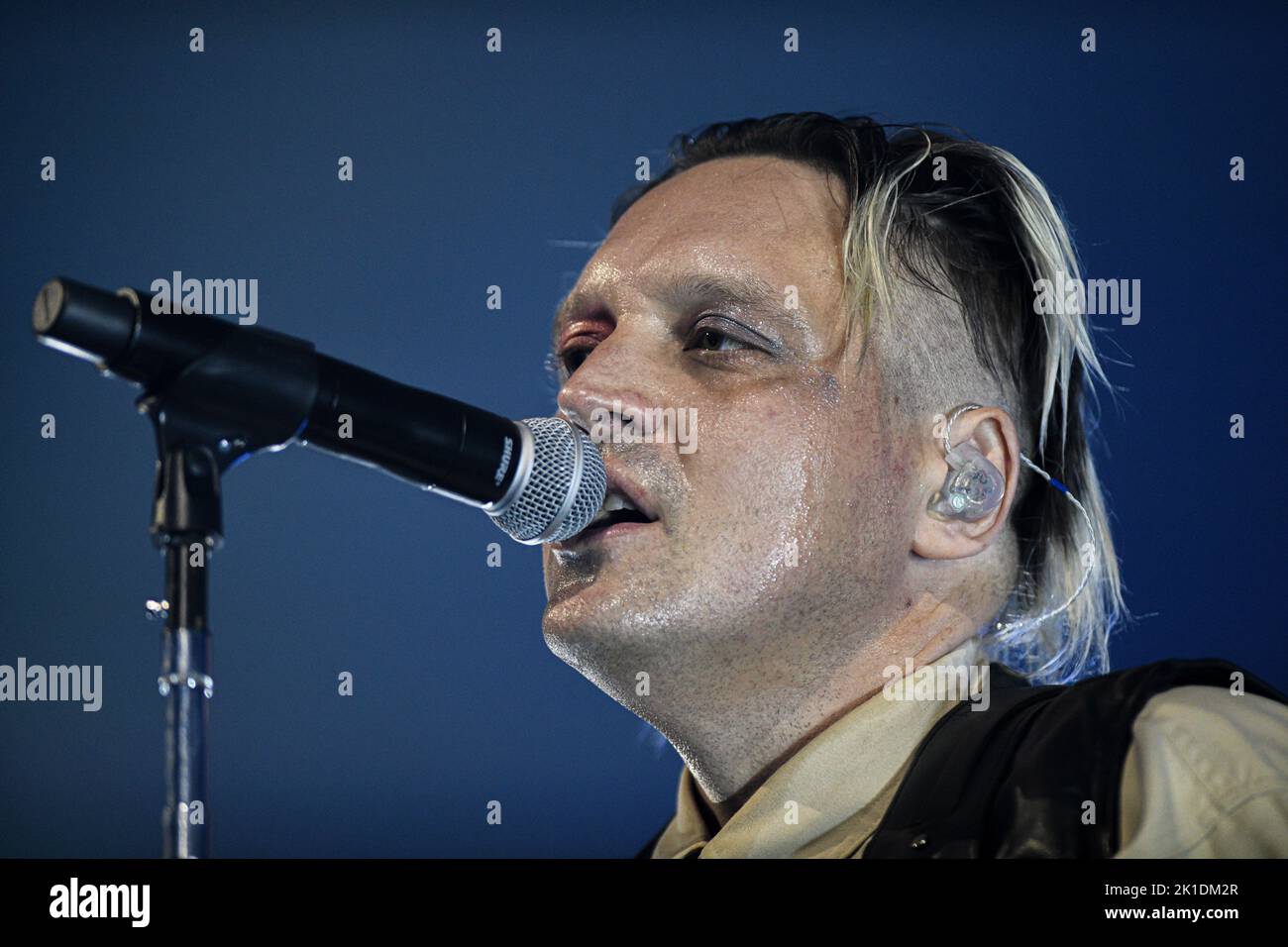 Milan, Italy. 17th Sep, 2022. Milan, Italy - September 17, 2022: Musician and lead singer Win Butler of Arcade Fire performs on stage during the ‘The We Tour' at Mediolanum Forum in Assago, Italy (Photo by Piero Cruciatti/Sipa USA) Credit: Sipa USA/Alamy Live News Stock Photo