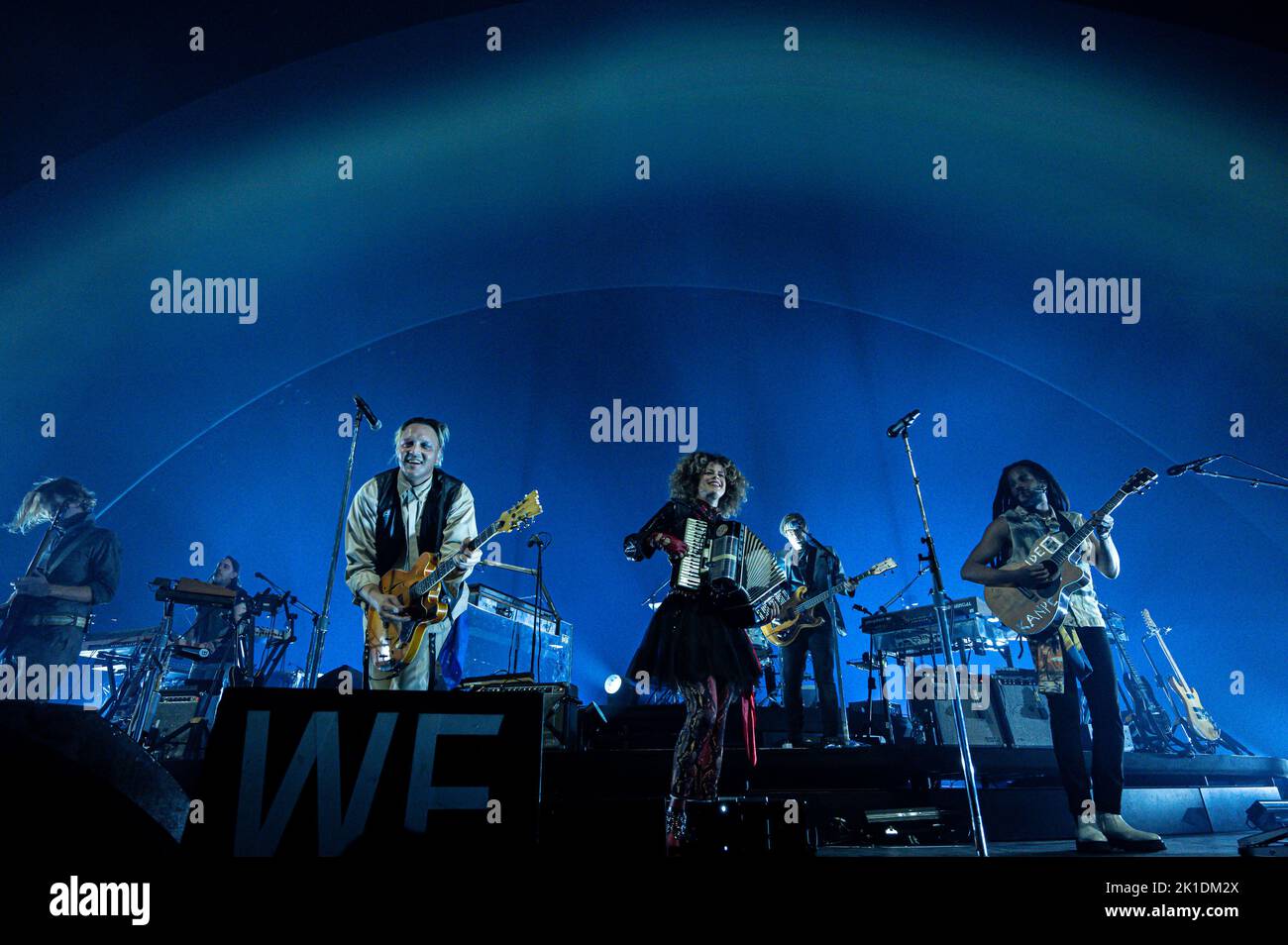 Milan, Italy. 17th Sep, 2022. Milan, Italy - September 17, 2022: Musicians Win Butler and Regine Chassagne of Arcade Fire perform on stage during the ‘The We Tour' at Mediolanum Forum in Assago, Italy (Photo by Piero Cruciatti/Sipa USA) Credit: Sipa USA/Alamy Live News Stock Photo