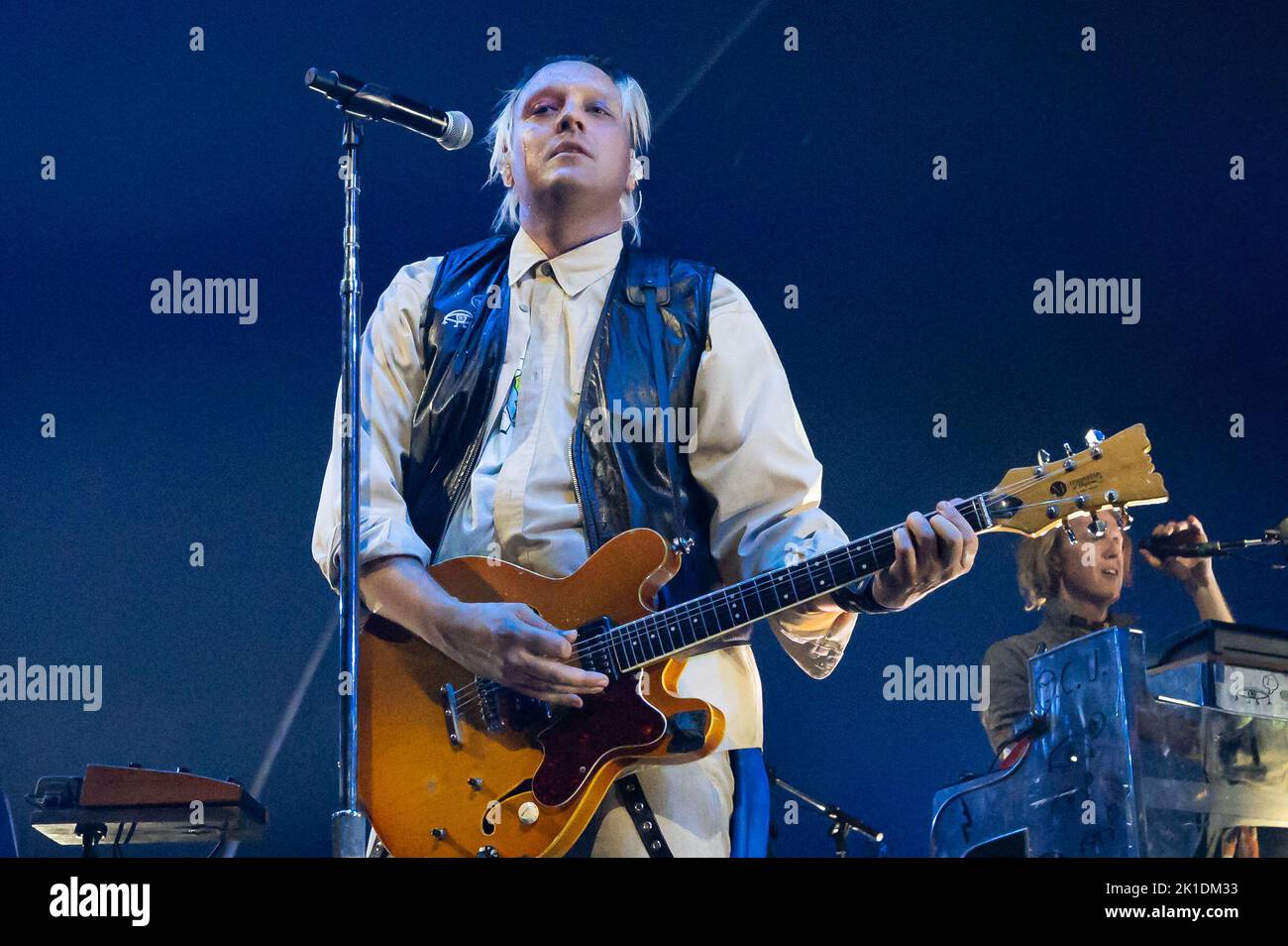 Milan, Italy. 17th Sep, 2022. Milan, Italy - September 17, 2022: Musician and lead singer Win Butler of Arcade Fire performs on stage during the ‘The We Tour' at Mediolanum Forum in Assago, Italy (Photo by Piero Cruciatti/Sipa USA) Credit: Sipa USA/Alamy Live News Stock Photo