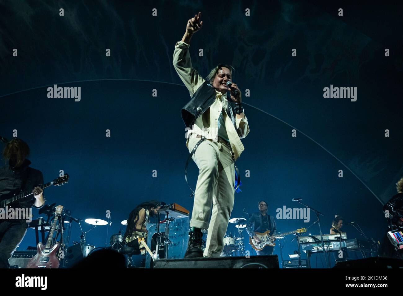 Milan, Italy. 17th Sep, 2022. Milan, Italy - September 17, 2022: Musician and lead singer Win Butler of Arcade Fire performs on stage during the ‘The We Tour' at Mediolanum Forum in Assago, Italy (Photo by Piero Cruciatti/Sipa USA) Credit: Sipa USA/Alamy Live News Stock Photo