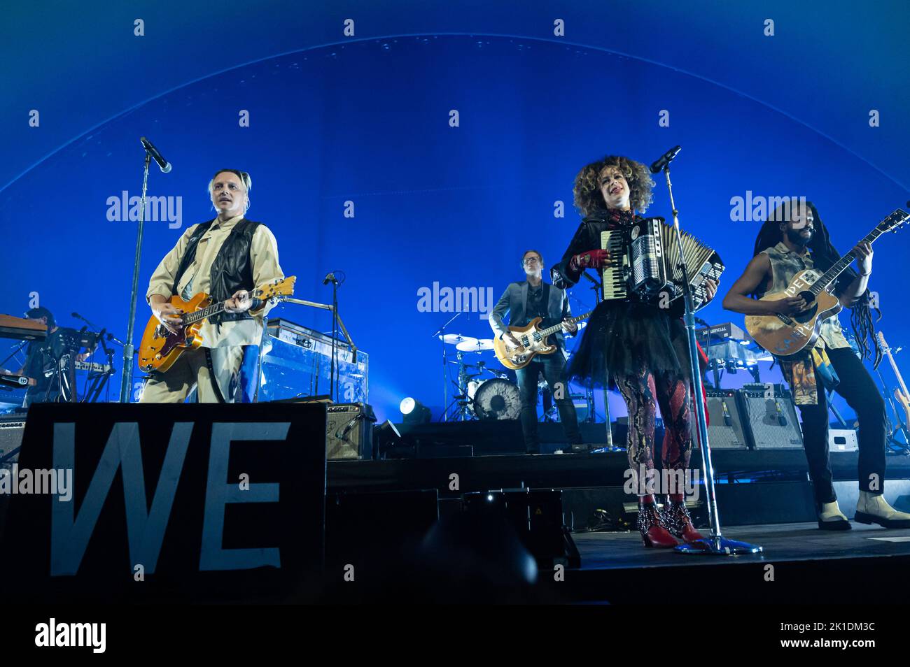 Milan, Italy. 17th Sep, 2022. Milan, Italy - September 17, 2022: Musicians Win Butler and Regine Chassagne of Arcade Fire perform on stage during the ‘The We Tour' at Mediolanum Forum in Assago, Italy (Photo by Piero Cruciatti/Sipa USA) Credit: Sipa USA/Alamy Live News Stock Photo