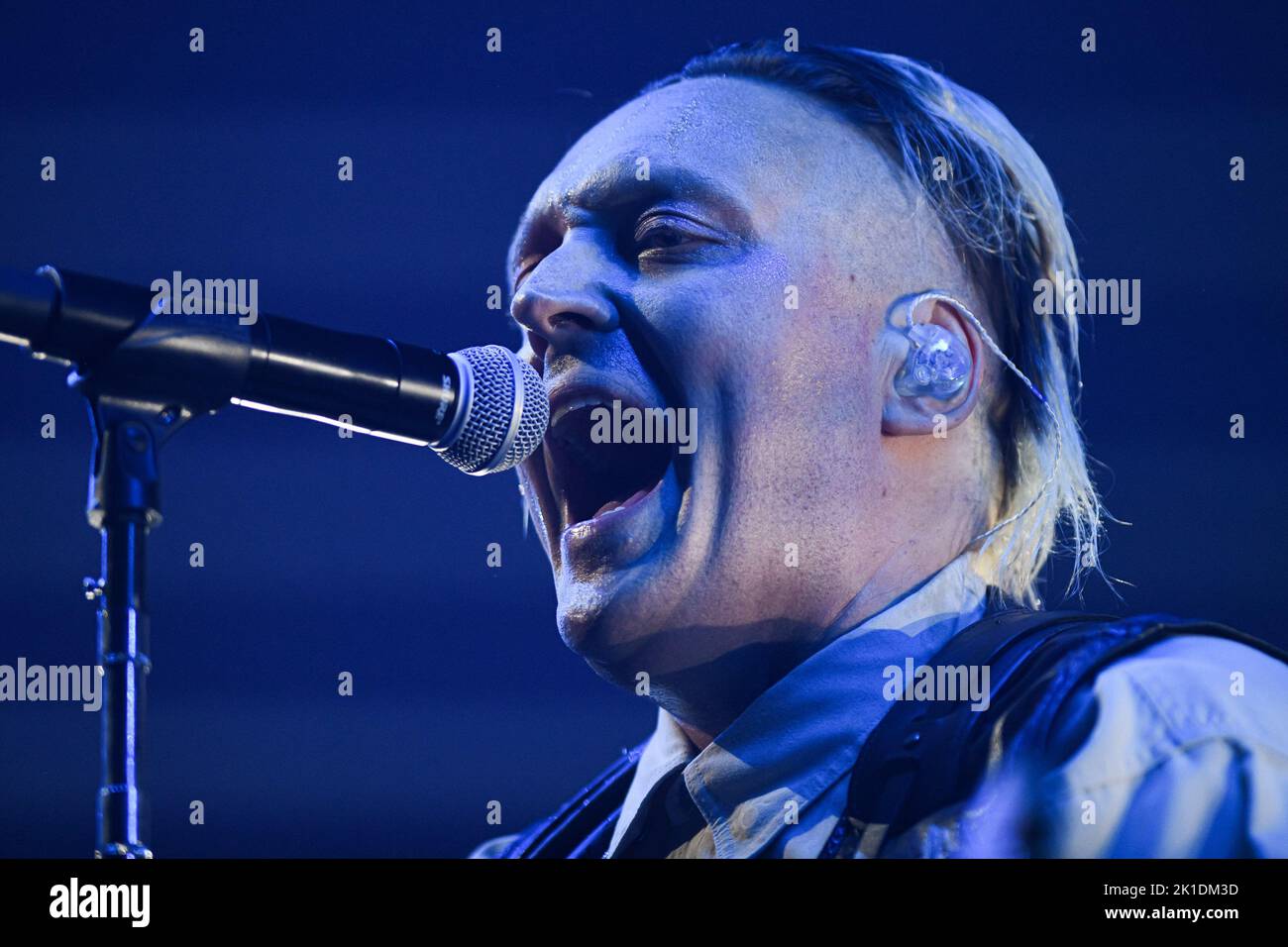 Milan, Italy. 17th Sep, 2022. Milan, Italy - September 17, 2022: Musician and lead singer Win Butler of Arcade Fire performs on stage during the ‘The We Tour' at Mediolanum Forum in Assago, Italy (Photo by Piero Cruciatti/Sipa USA) Credit: Sipa USA/Alamy Live News Stock Photo