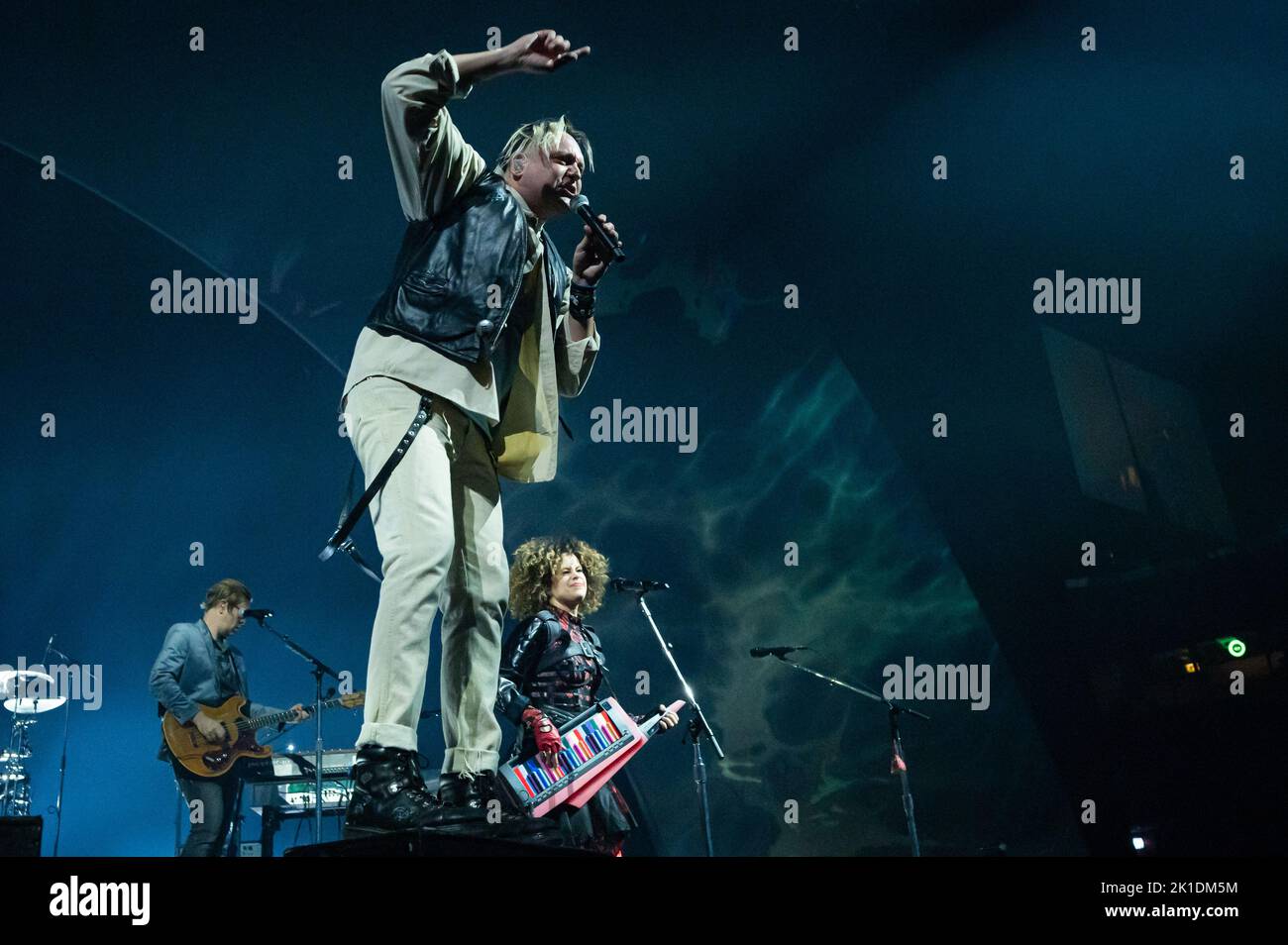 Milan, Italy. 17th Sep, 2022. Milan, Italy - September 17, 2022: Musician and lead singer Win Butler of Arcade Fire performs on stage during the ‘The We Tour' at Mediolanum Forum in Assago, Italy (Photo by Piero Cruciatti/Sipa USA) Credit: Sipa USA/Alamy Live News Stock Photo