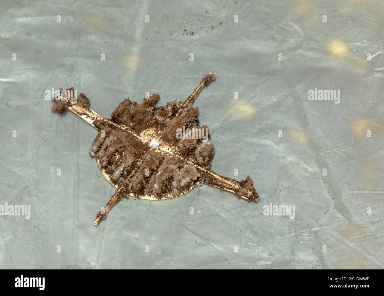 Closeup of a very dirty kitchen exhaust fan. Fan before preventive cleaning and washing. Dirty