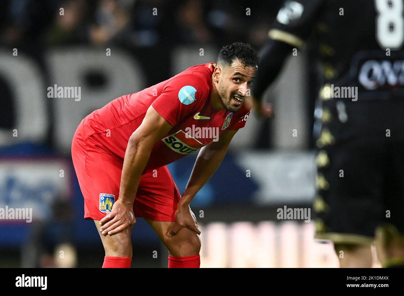 Westerlo's Nacer Chadli reacts during a soccer match between Sporting Charleroi and KVC Westerlo, Saturday 17 September 2022 in Charleroi, on day 9 of the 2022-2023 'Jupiler Pro League' first division of the Belgian championship. BELGA PHOTO JOHN THYS Stock Photo