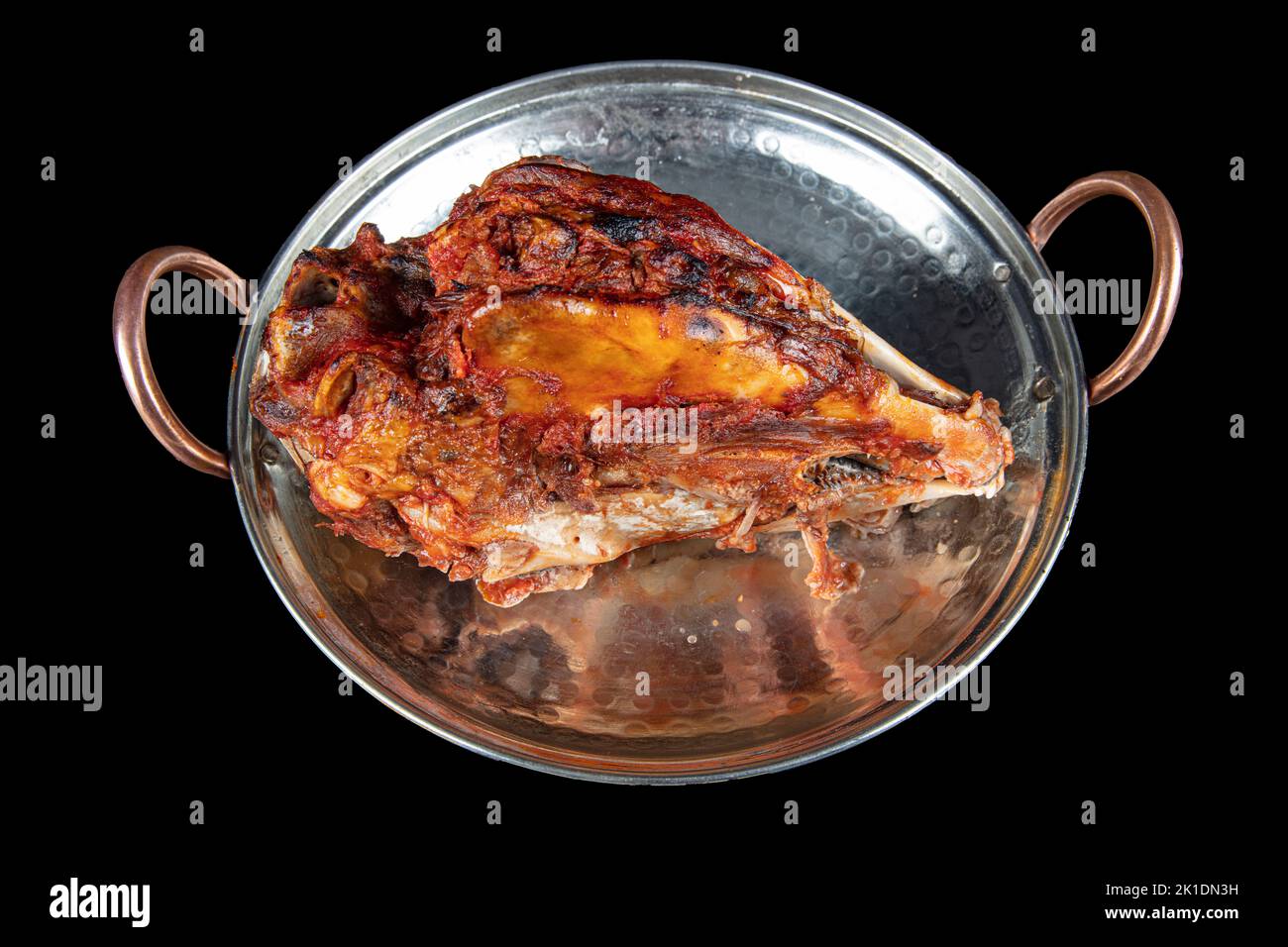 Roasting head of a lamb. Traditional Turkish Offal Food Kelle Sogus