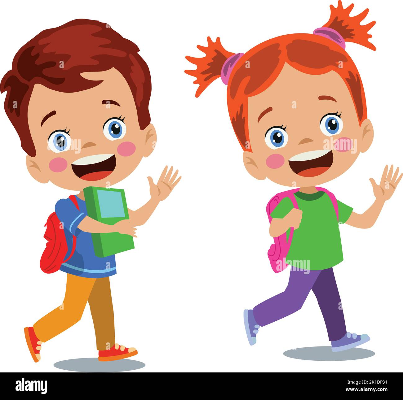 cute happy boy and girl going to school Stock Vector Image & Art - Alamy