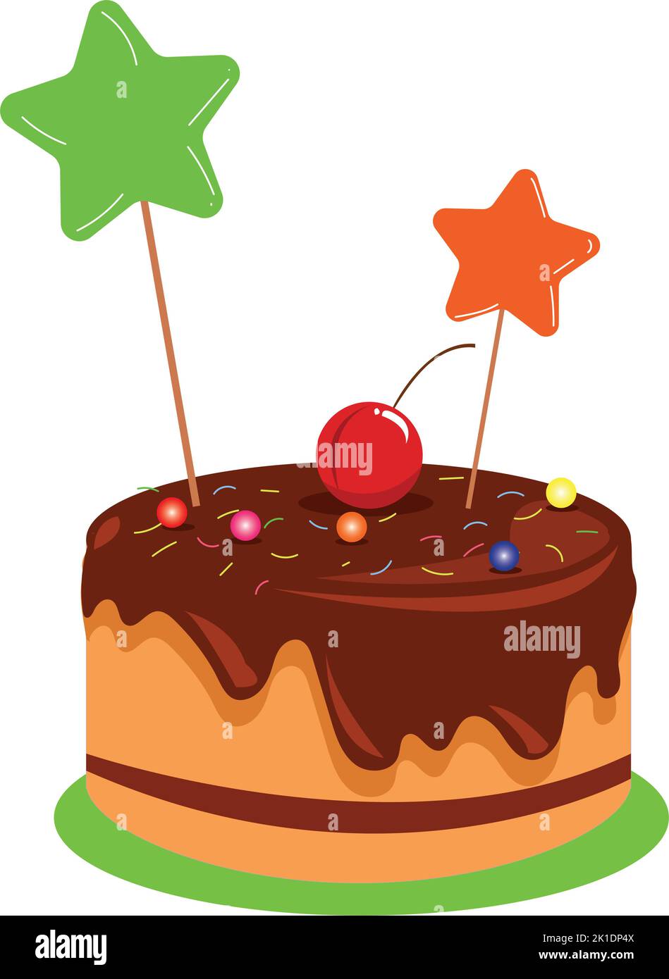 yummy birthday cake with cherry chocolate Stock Vector
