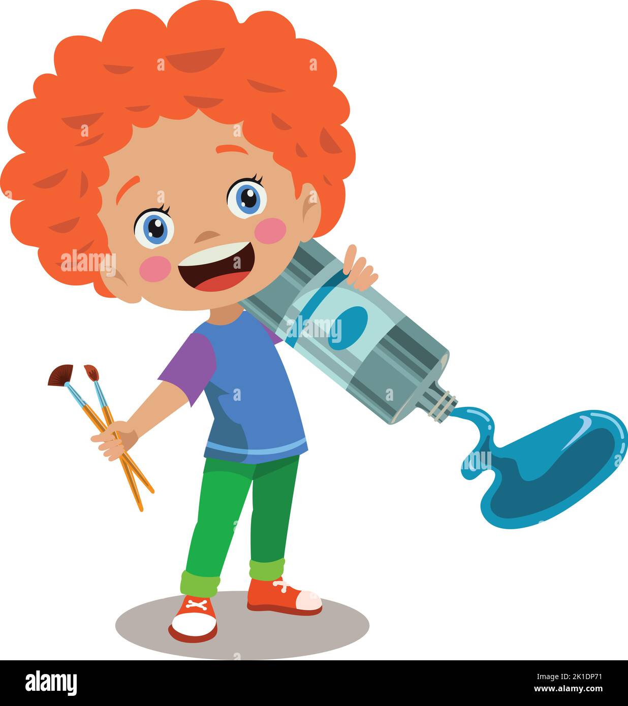 color paint brush and cute boy Stock Vector Image & Art Alamy