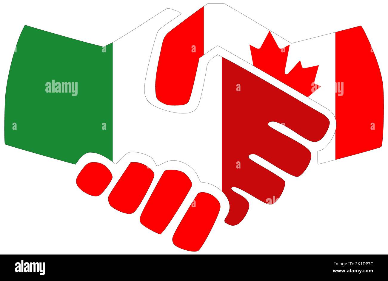 Italy - Canada : Handshake, symbol of agreement or friendship Stock Photo