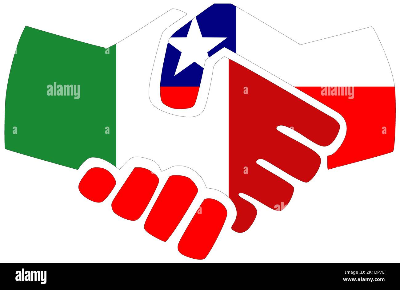 Italy - Chile : Handshake, symbol of agreement or friendship Stock Photo