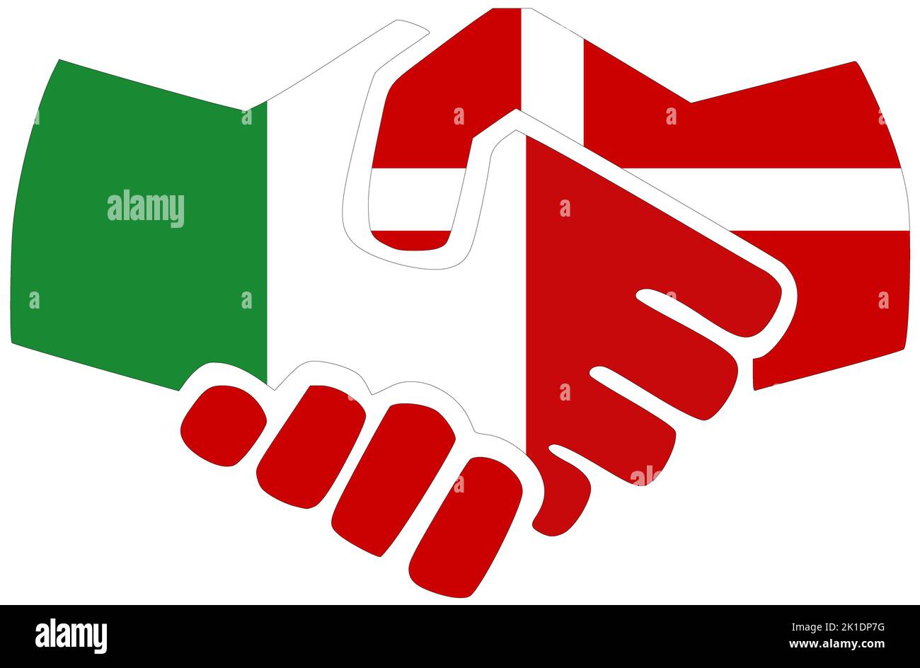 Italy - Denmark : Handshake, symbol of agreement or friendship Stock Photo