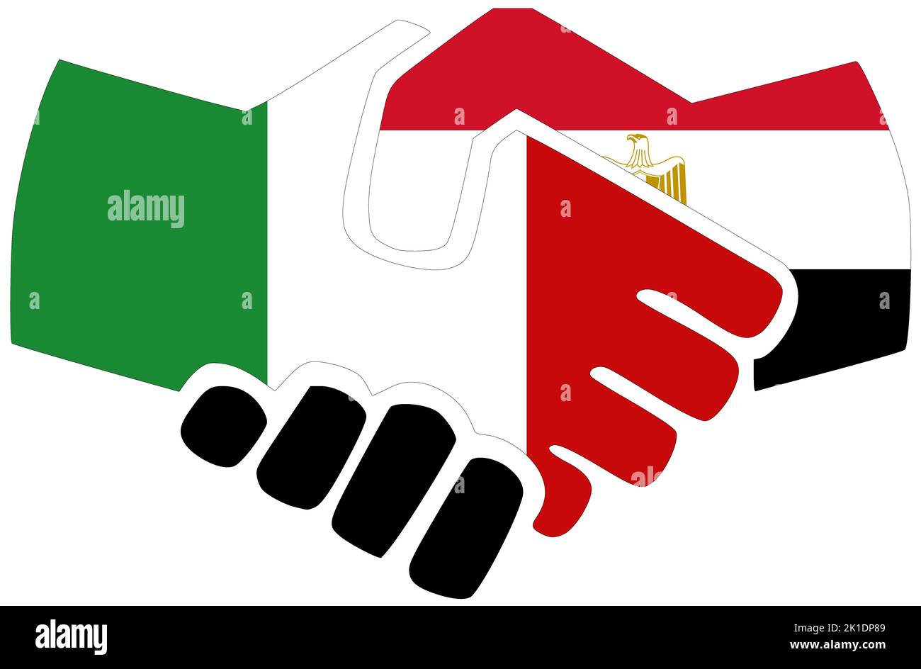 Italy - Egypt : Handshake, symbol of agreement or friendship Stock Photo