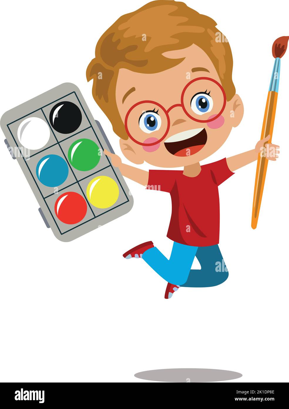 cute painter boy holding watercolor Stock Vector Image & Art - Alamy