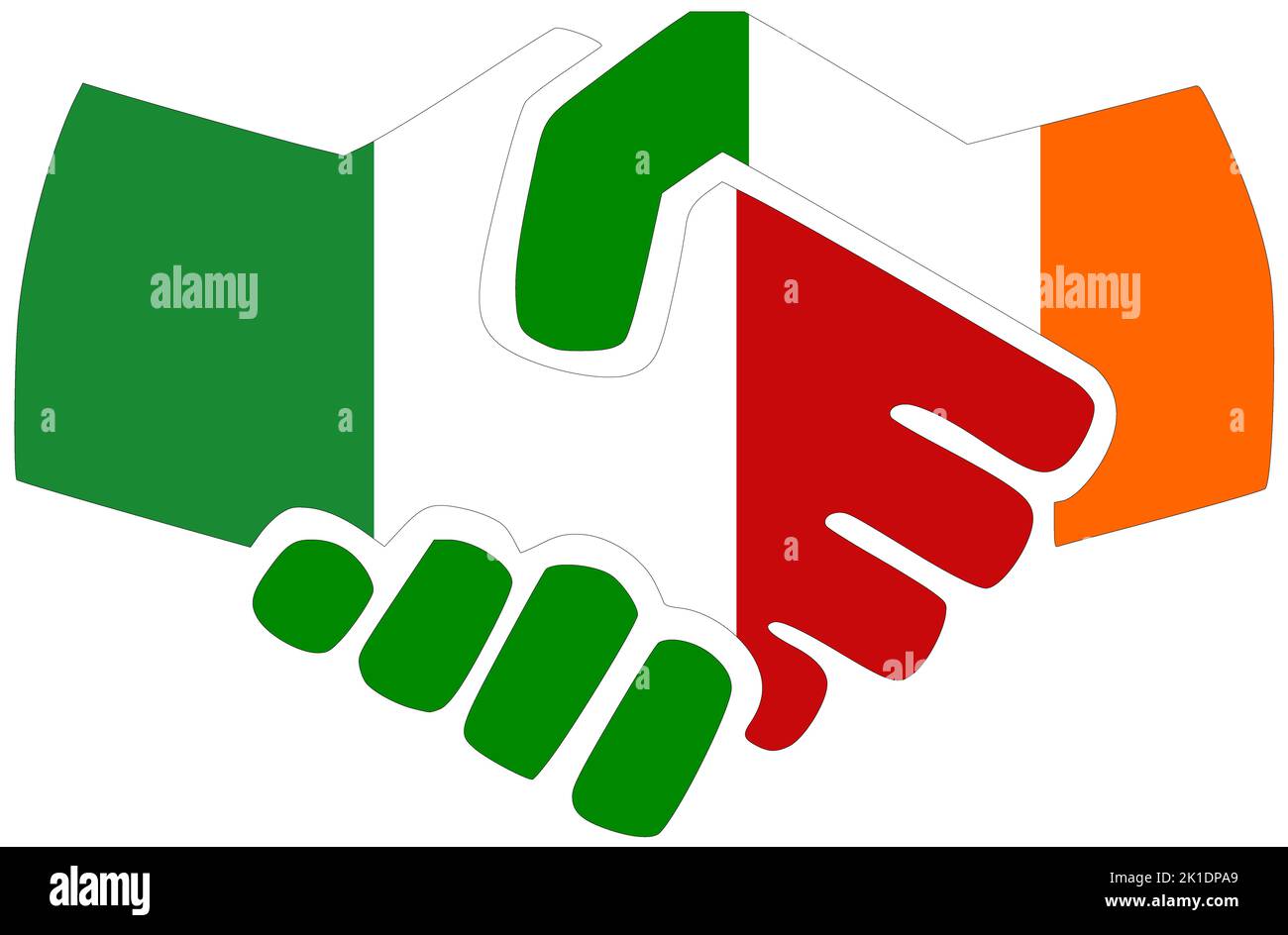 Italy - Ireland : Handshake, symbol of agreement or friendship Stock Photo