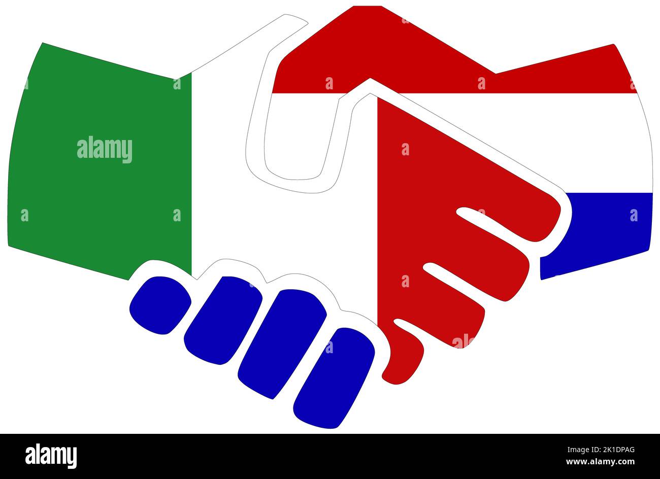 Italy - Netherlands : Handshake, symbol of agreement or friendship Stock Photo