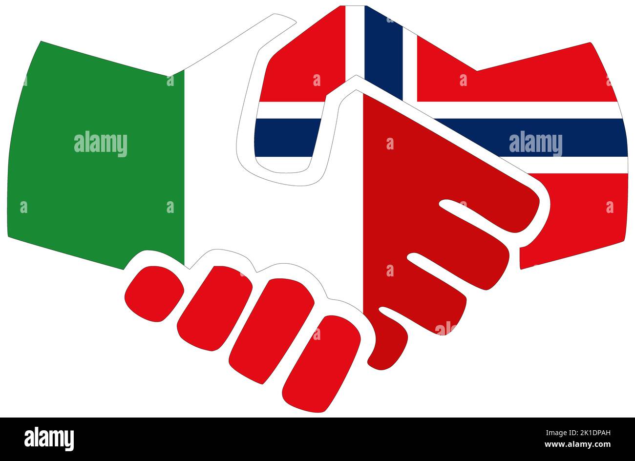 Italy - Norway : Handshake, symbol of agreement or friendship Stock Photo
