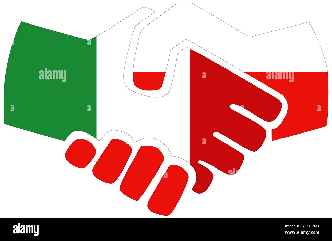 Italy - Poland : Handshake, symbol of agreement or friendship Stock Photo