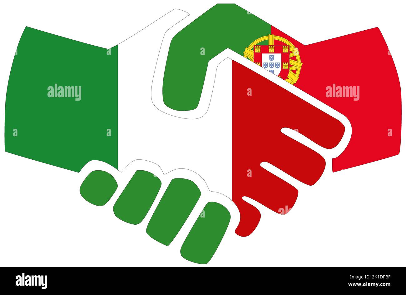 Italy - Portugal : Handshake, symbol of agreement or friendship Stock Photo