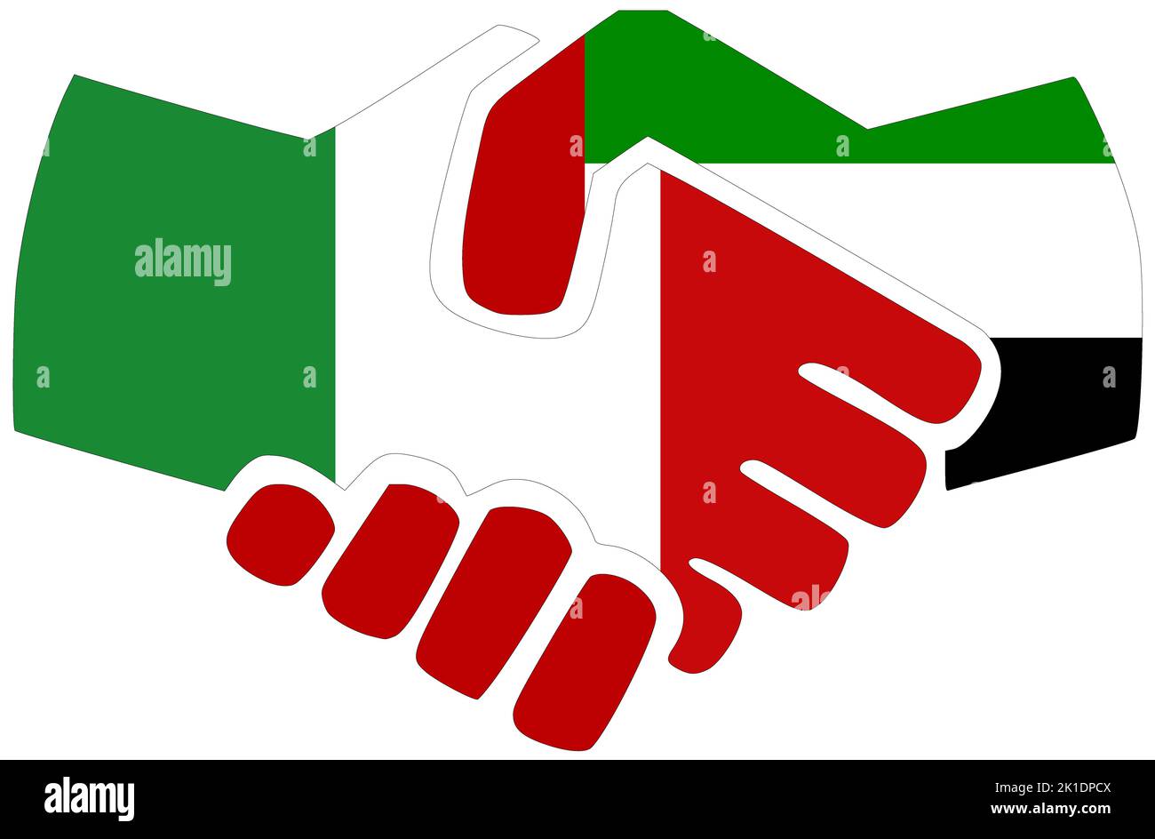 Italy - UAE : Handshake, symbol of agreement or friendship Stock Photo