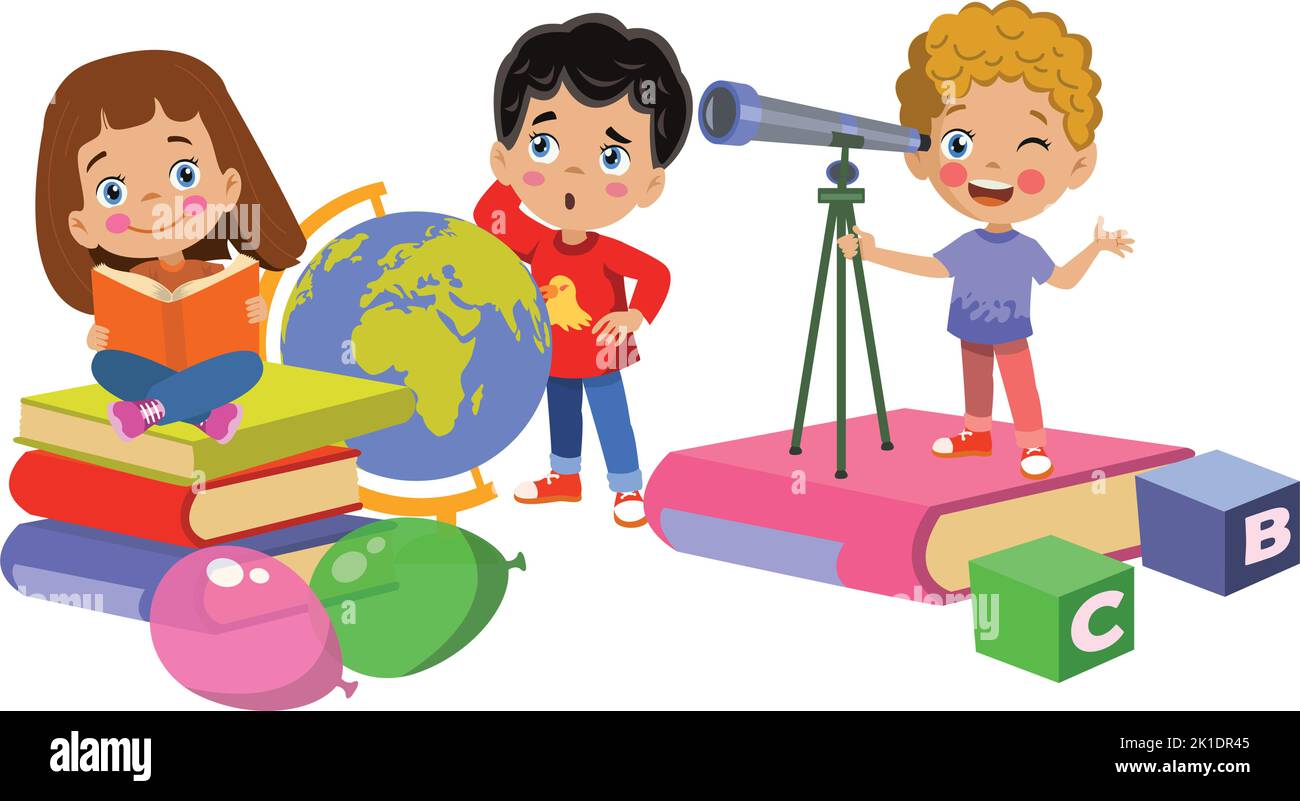 Curious child telescope Stock Vector Images - Alamy