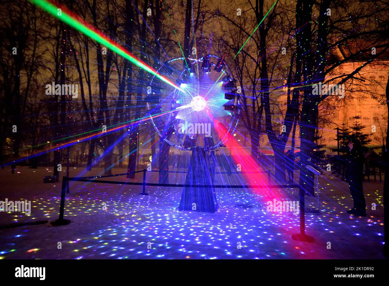 VILNIUS, LITHUANIA JANUARY 26, 2022 Scenic light installations